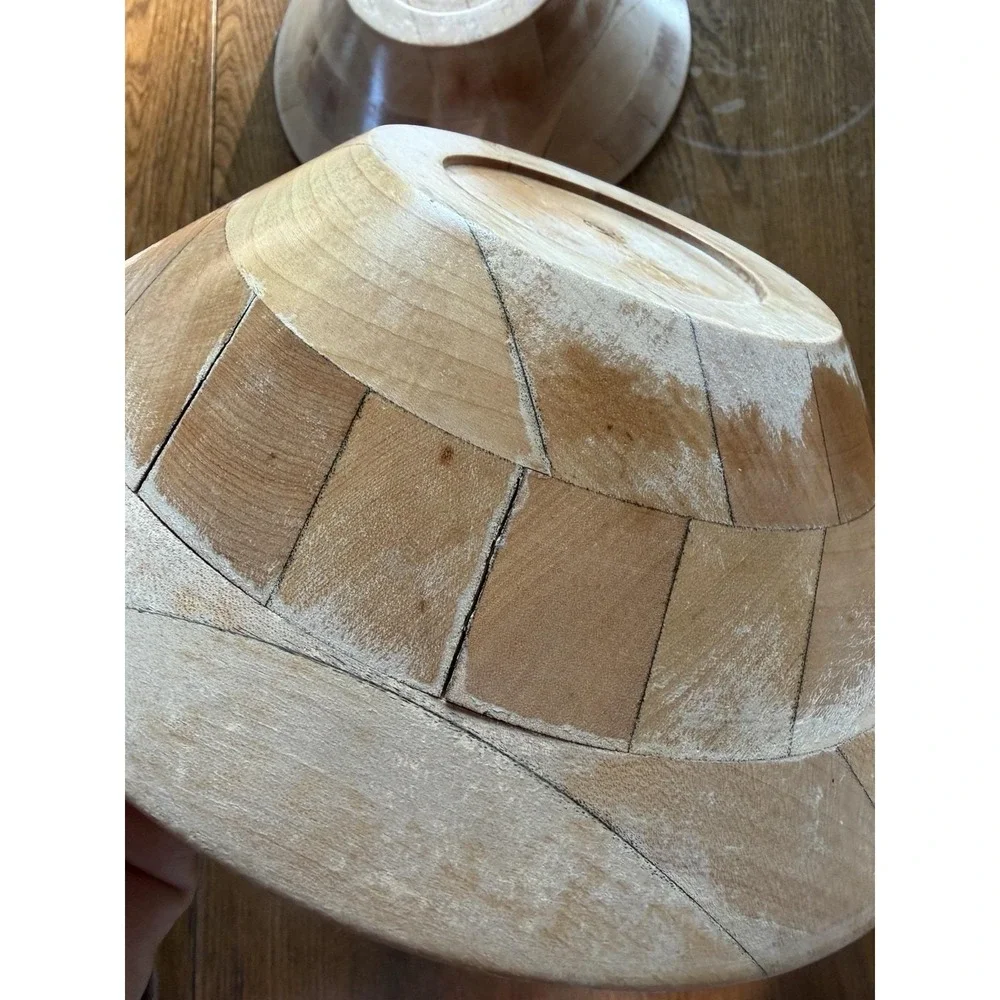 Vintage Wooden Bowls Set of 2 MCM Japan